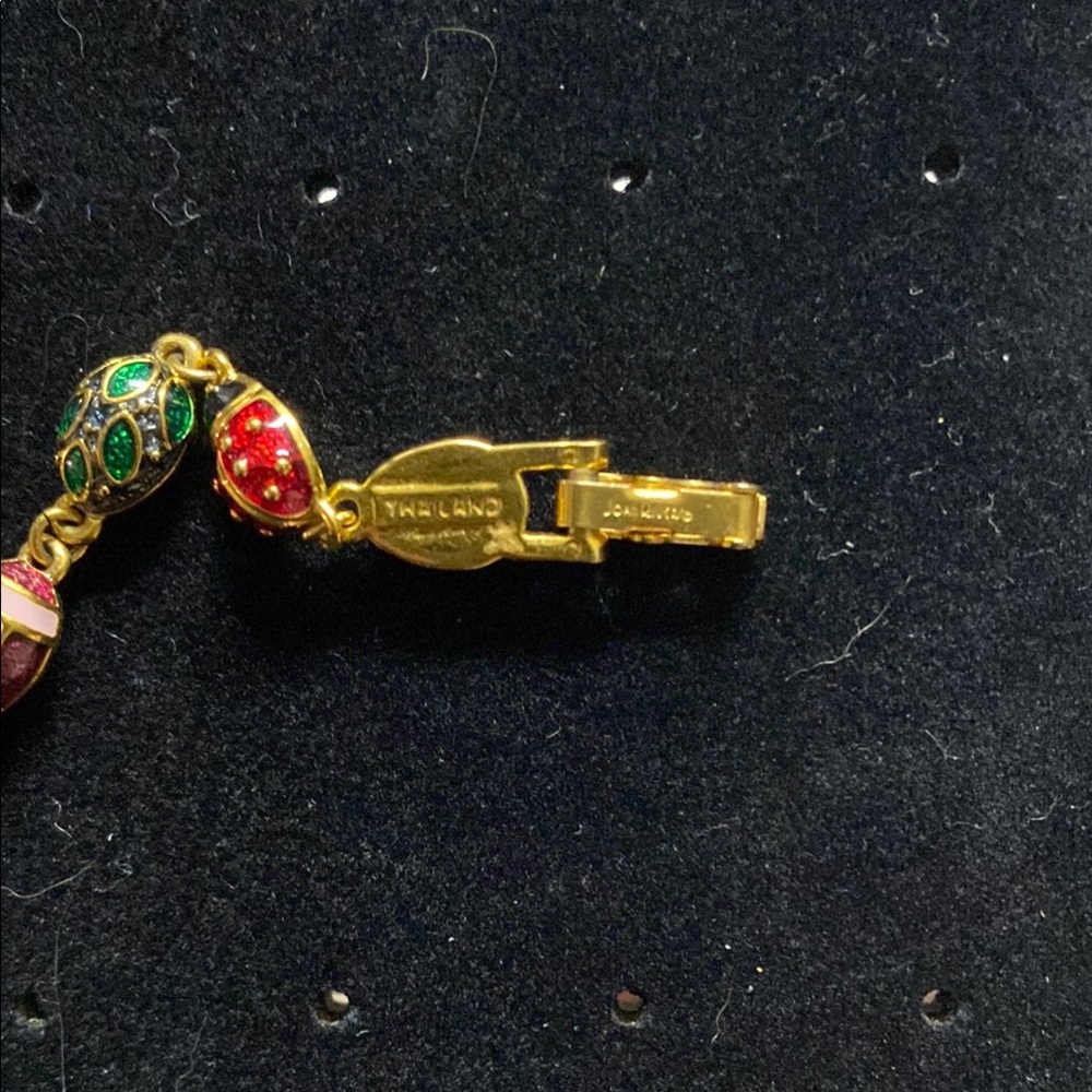 Stunning Joan Rivers Vintage Gold Tone Small Fabrege Eggs Enamel Bracelet - Picture 2 of 3